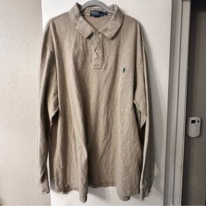 Ralph Lauren Men's Tan Long Sleeve Polo Shirt Size 2XLT Preppy